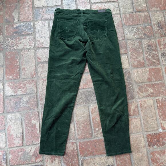 AG Adriano Goldschmied Green Corduroy Skinny Pants The Prima Cigarette Leg 29R - Picture 6 of 8